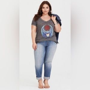Torrid Journey Heathered grey classic V neck tee